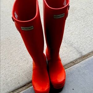 Hunter Vibrant Red Over the Knee Boots